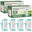 600 Pack Individually Wrapped Dental Floss Picks - Mint Flavored Floss Sticks for Fresh Breath - Strong Smooth & Shred Resistant Tooth Picks - Portable Dental Flossers Oral Care for Home Travel Office