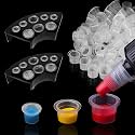 600 Pcs Tattoo Ink Cups with 2 Pcs Sturdy Holder Stands