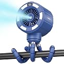 Baby Stroller Misting Fan, 6000mAh Rechargeable Clip-On Fan, 3 Speeds &amp; 2 Spray Modes, 14H Cooling, Leak-Proof 100ML Tank, Night Light &amp; Timer, BPA-Free for Strollers, Cribs &amp; Travel (Darblue)