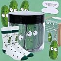 60Funny Positive Pickle Gift Affirmation Jar Pickle Socks &amp; Keychain Support Pickles Cards for Girls Boys Women Teens Mom Dad Teacher Friends Funny Birthday Gift Whit Elephant Inspirational Xmas Gifts