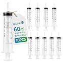 60ml Catheter Tip Syringe with Covers 10 Pack by Tilcare - Sterile Plastic Medicine Food Droppers for Children, Pets or Adults – Latex-Free Oral Medication Dispenser - Large Feeding Tube Syringes