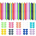 60Pcs/30Set 4.6ft Feather Boas and Heart Sunglasses