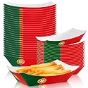 60Pcs Portugal Flag Party Supplies Paper Food Trays Bulk