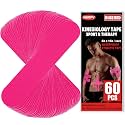 60 Pcs Rose Red Precut Kinesiology Tape Strips, 2in x 10in Kinetic Tape
