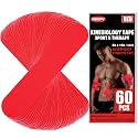 60 Pcs Red Precut Kinesiology Tape Strips, 2in x 10in Kinetic Tape