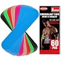 60 Pcs Precut Kinesiology Tape Strips, 6 Colors 2in x 10in Kinetic Tape