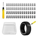 60PCS Tire Repair Rubber Nail, Self-Service Vacuum Tire Plug Tyre Repair Kit with with Screwdriver, Wheel Puncture Repair Screw Rubber Nails Kit for Car Motorcycle Truck