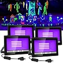 30W Black Lights, 4 Pack LED Blacklight Flood Light with Plug, IP66 Waterproof Black Lights for Glow Party, Glow in The Dark, Stage Lighting, Body Paint, Fluorescent Poster, Neon Glow