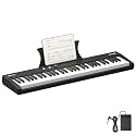 61-Key Portable Digital Keyboard Piano, Semi-Weighted Keys, Built-in Speakers, Headphones, Stand, Stool, Power Adapter, Pedal, Gift for Birthdays, Without Stand