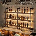 61IN Wall Mounted Wine Rack 3-Tier Industrial Pipe with LED Light