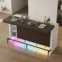 62" Sliding Top Expandable Bar Table, Counter Height Home Bar Cabinet