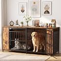62.9" Double Dog Crate Furniture for 1-2 Dogs with Removable Divider