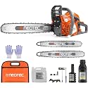 62CC Gas Powered Chainsaw 18 22 Inch Bars Handheld Cordless Ergonomic Chainsaws 2-Cycle Petrol Gas Chain Saw for Backyard Storm Cleanup Tree Cutting Wood