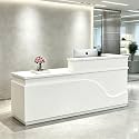 63-inch L-Shaped White Reception Desk, Modern Front Desk, Office