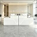 63-inch L-Shaped White Reception Desk, Modern Front Desk, Office