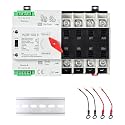 63A AC 110V Dual Power Automatic/Manual Transfer Switch 4P, Mini ATS Solar Auto Transfer Switch for Home Generator 4POLE 63Amp 110Volt, Din Rail Fast Changeover Transfe 50/60Hz for Rv, Lv Power