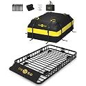 64" x 39" Universal Roof Rack Basket, 200 Lbs Capacity Rooftop Cargo Carrier Basket with 21 Cubic Feet (52" x 39" x 18") Waterproof Luggage Bag, for Suvs, Trucks, Vehiclesor Suvs, Trucks, Vehicles