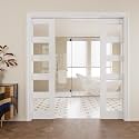 Pocket Door,5-Lite Clear Glass Doors,French 64x80 Sliding Door
