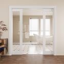Pocket Door,1-Lite Clear Glass Doors,French 64x80 Sliding Door