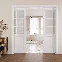 Pocket Door,6-Lite Frosted Glass Doors,Solid Door,64 x 80 Door