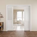 Pocket Door,Half-Lite Frosted Glass Doors,Solid Door,64x80 Door