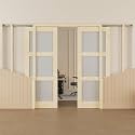 64x80 Sliding Double Pocket Door,3 Lite Frosted Glass Doors,French Door