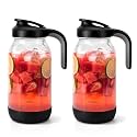 64 oz (2 Qt) Glass Mason Jar Pitcher with Pour Spout Lid & Handle