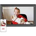 64GB 15.6" Frameo Digital Photo Frame WiFi Black - 1920 * 1080P FHD IPS Touch Screen Large Electronic Picture Frames, Auto Rotate, Wall Mountable, Sharing Photos and Videos