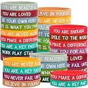 64pcs Motivational Silicone Bracelets Bulk Colored Inspirational