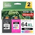 64XL Black &amp; Tri-Color Ink Cartridge High-Yield for HP Ink 64 XL for HP 64XL Ink Cartridge Combo Pack HP64 Work with Printer Envy Photo 7855 7858 7155 7158 7900 7800 6255 6258 Tango X Terra (2 Pack)