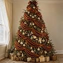 65.6 ft Brown Satin Ribbon Garland for Christmas Tree Decor Wide 11.4"