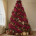 65.6 ft Burgundy Satin Ribbon Garland for Christmas Tree Decor Wide 11.4"