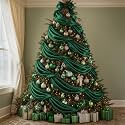 65.6 ft Dark Green Satin Ribbon Garland for Christmas Tree Decor Wide 11.4"