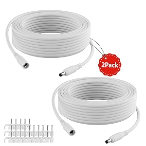 65ft 12v dc extension cable 2packpower supply extension cord 21mm x 55mm12v dc adapter female to male extender wire cctv security cameradvr 5v9v24vvolt white 20 meter64 feet