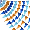 65FT Lakeblue LightBlue Orange Triangle Pennant Banner Flag Metallic Fabric Bunting Garland for Christmas Graduation Wedding Anniversary Bachelorette Birthday Bridal Shower Valentines Party Supplies