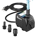 550GPH Submersible Water Pump(2000L/H 30W), Adjustable Ultra Quiet Fountain Pump with 4 Nozzles 7.2ft High Lift for Aquarium, Fish Tank, Pond, Waterfall, Outdoor, Hydroponics