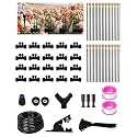 66FT Drip Irrigation System with 40 Nozzles, Automatic Drip Irrigation Kit, Garden Watering System with Dual-Head 360° Bendable Spray Nozzles for Lawn, Raised Bed (66FT, 40 Nozzles)