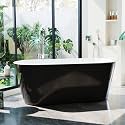 59'' Acrylic Freestanding Bathtub, Deep Soaking Tub with Non-Slip Base, cUPC Certified, Modern Black Bath Tub with Chrome Drain, Free Standing Tub for Bathrooms