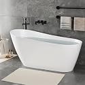 GarveeHome 67'' Acrylic Freestanding Bathtub, Deep Soaking Tub, Non-Slip Upright Bathtub for Adults, cUPC Certified Bath, Chrome Drain, Modern, Bathroom, Scratch Resistant White Tub