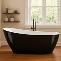 67 in Acrylic Freestanding Bathtub, Soaking Bathtub with Matte Drain and Overflow, Modern Square Tub with Deep Ergonomic Design and Double-Walled Insulation, Double-Walled Insulation, CUPC Certified