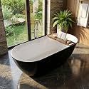 67 Inch Acrylic Freestanding Bathtub, Acrylic Soaking Bathtub with Matte Drain and Overflow, Modern Square Tub, CUPC Certified, Deep Ergonomic Design, Double-Walled Insulation, Easy Installation