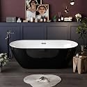 67 Inch Acrylic Freestanding Bathtub, Acrylic Soaking Bathtub with Matte Drain and Overflow, Modern Square Tub, cUPC Certified, Deep Ergonomic Design, Double-Walled Insulation, Easy Installation