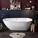 67 Inch Acrylic Freestanding Bathtub, Acrylic Soaking Bathtub with Matte Drain and Overflow, Modern Square Tub, cUPC Certified, Deep Ergonomic Design, Double-Walled Insulation, Easy Installation