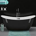 67 Inch Acrylic Freestanding Bathtub, Soaking Tub, Stand Alone Bathtub with Chrome Drain and Overflow, Modern Deep Upright Bath Tub for Bathroom, Easy Clean, Elegant Style, Black
