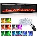 Garvee 67 in Recessed Wall Mounted Electric Fireplace - 1500W Ultra-Thin Heater with Remote, 12 Flame Colors, Touch Screen &amp; Timer for Living Room