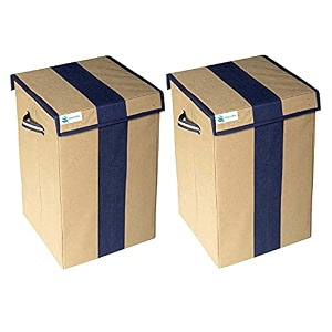 68 l grey black laundry basket pack of 2 beige blue line