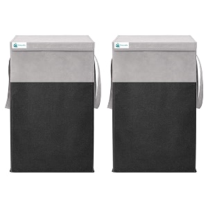 68l foldable laundry basket for clothes storage with handles non-woven laundry hamper for bedroom bathroom dorm grey amp black pack of 2