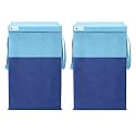 UNICRAFT 68 L Foldable Laundry Basket with Lid | Large Clothes Storage Bin with Handles | Collapsible Fabric Laundry for Bedroom, Bathroom &amp; Home Organization (Blue-Sky Blue, Pack of 2)