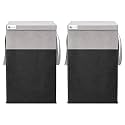 68L Foldable Laundry Basket for Clothes Storage with Handles, Non-Woven Laundry Hamper for Bedroom Bathroom Dorm, Grey &amp; Black, Pack of 2