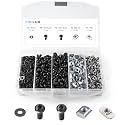 680 pcs 20 Series Aluminum Extrusion Black M5 T-Nut and Screw Kit – Sliding & Drop-in T-Nuts, M5x8mm & M5x10mm Screws, Washers – for 6mm T-Slot Accessories Extruded Aluminum Hardware